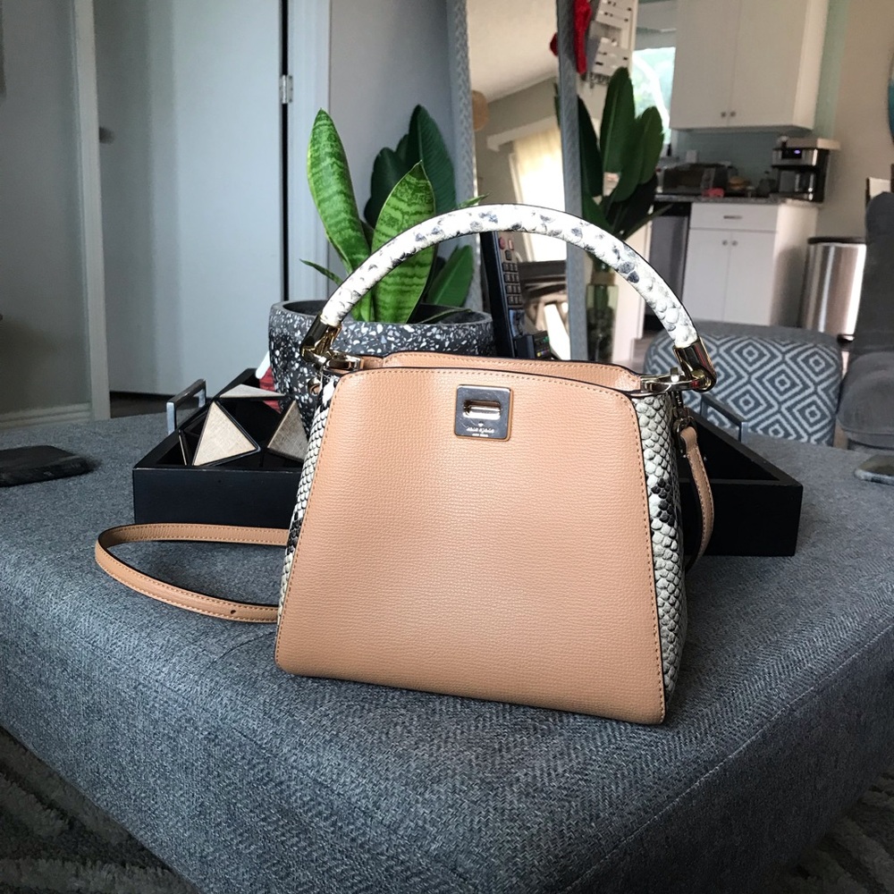 Kate Spade Phoebe Tan and Snakeskin Satchel